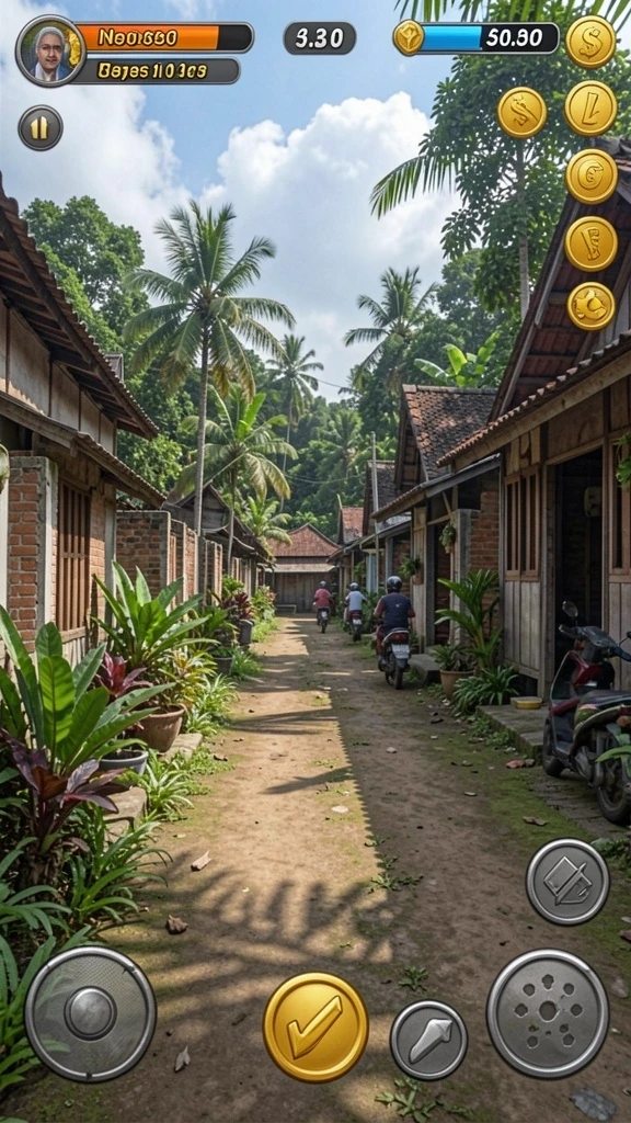 Lingkungan yang kaya akan detail dan warna.