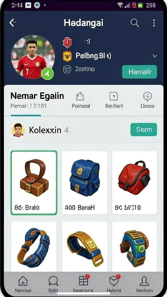 Tampilan utama JJ62 dengan berbagai pilihan karakter.