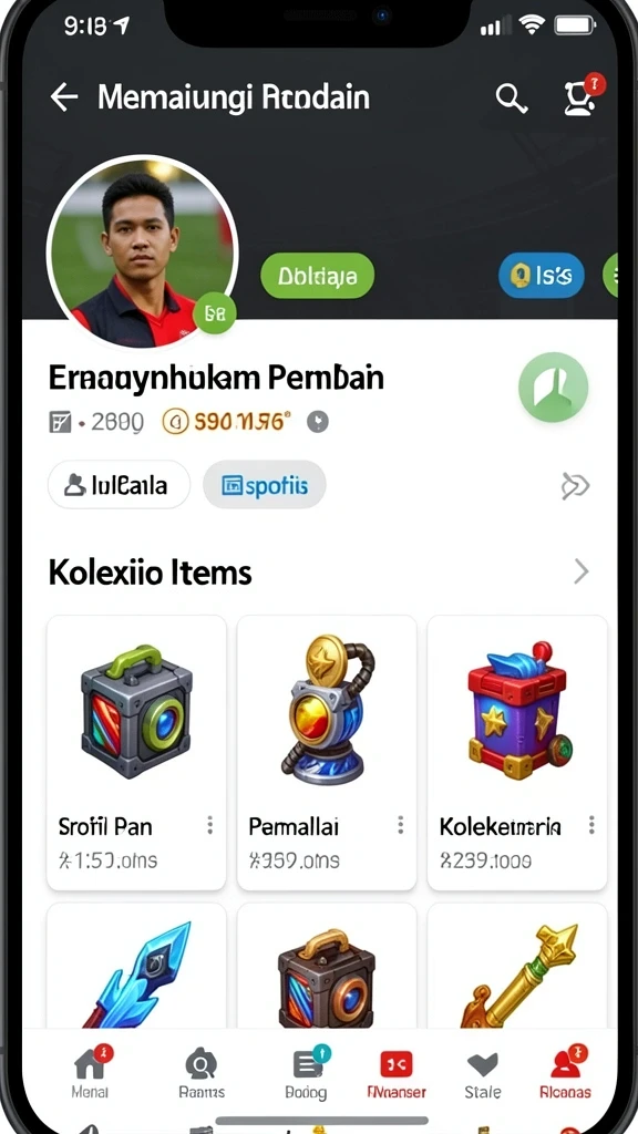 Menu permainan yang mudah dinavigasi dan informatif.