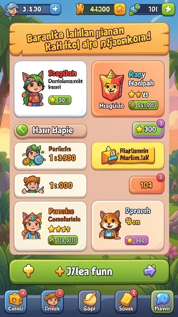 Tampilan karakter yang menarik dan beragam.